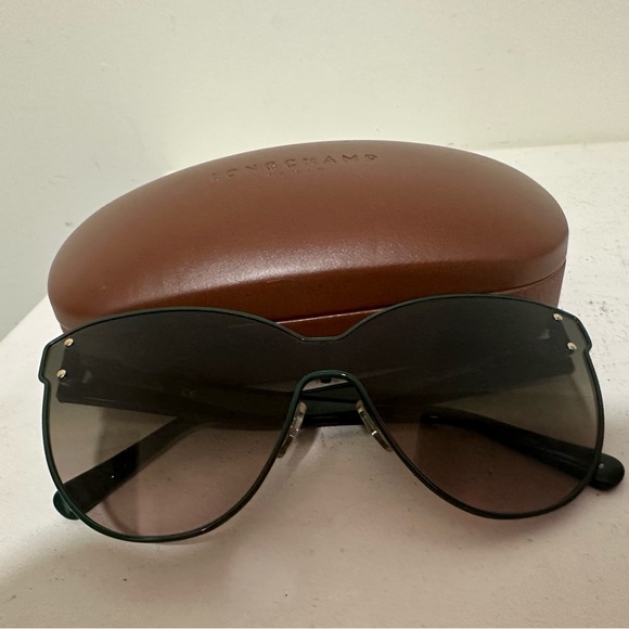 Longchamp Green Frame Cat Eye Shield Sunglasses with Case - Picture 2 of 8